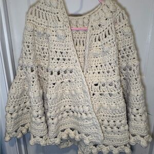 Chunky Knit Cream poncho